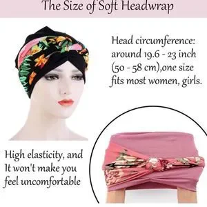 Accessories | 3 Pcs Head Wrap Black Floral Head Turbans  display picture 1